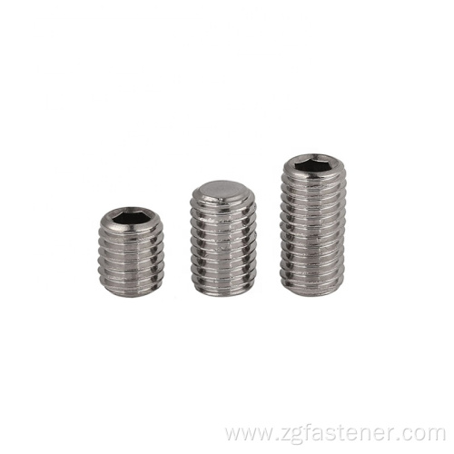 Stainless steel set screws with flat point